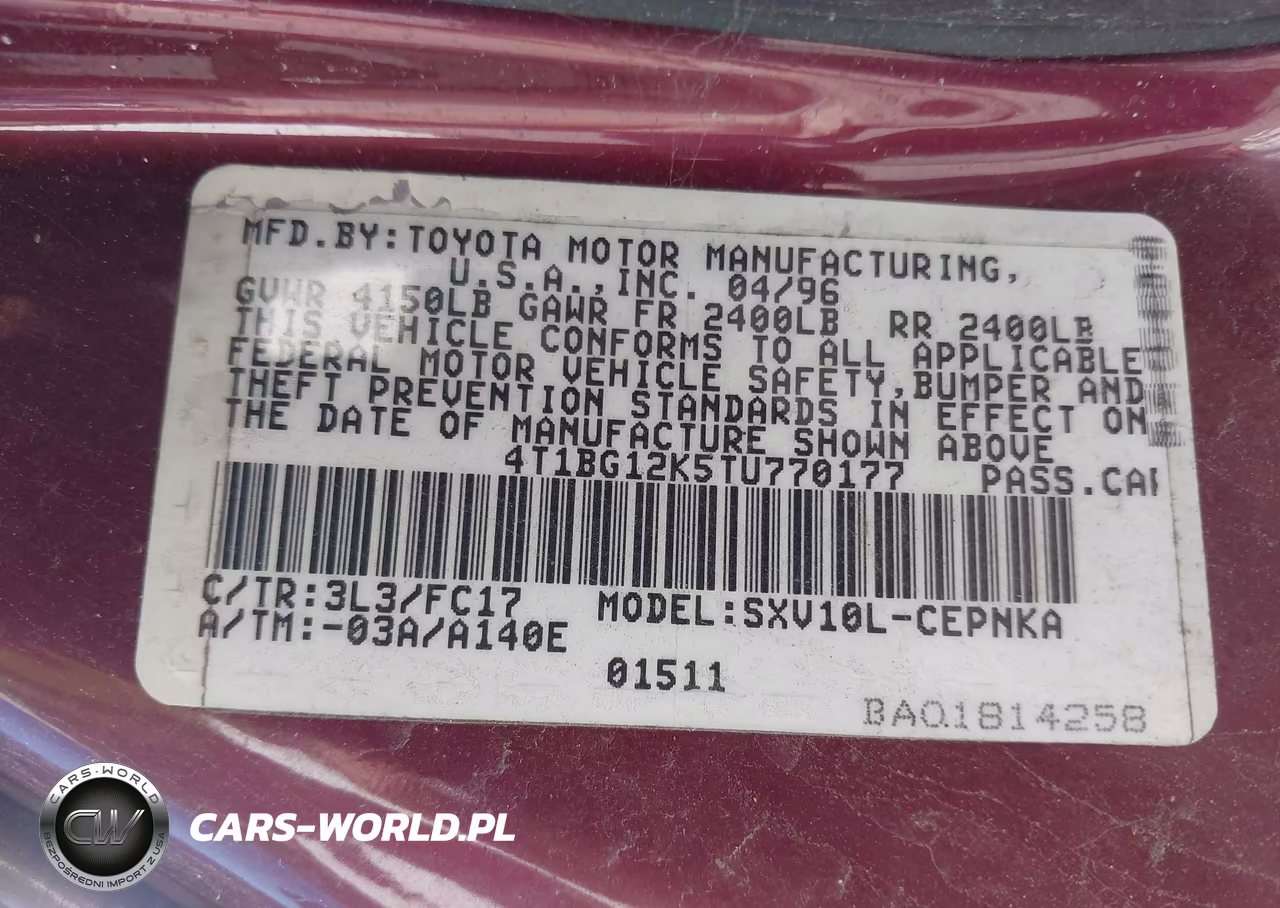1996 Toyota Camry Dx-Le-Xle VIN:4T1BG12K5TU770177 - 9