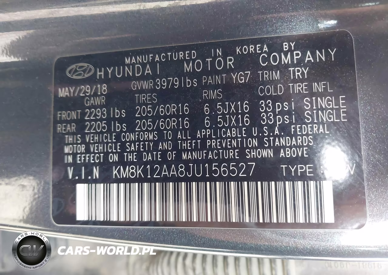 2018 Hyundai Kona Se VIN:KM8K12AA8JU156527 - 9