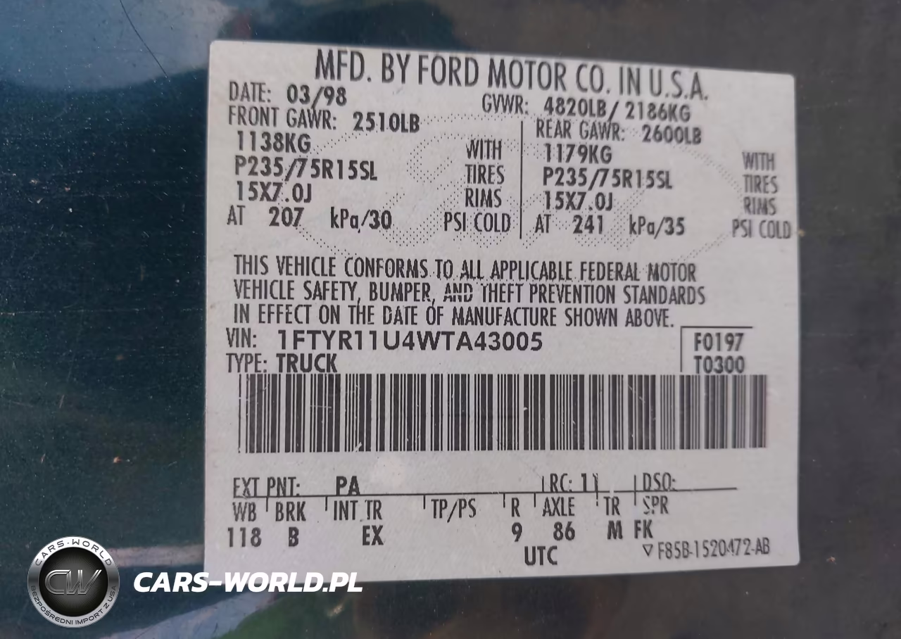 1998 Ford Ranger Splash-Xl-Xlt VIN:1FTYR11U4WTA43005 - 9