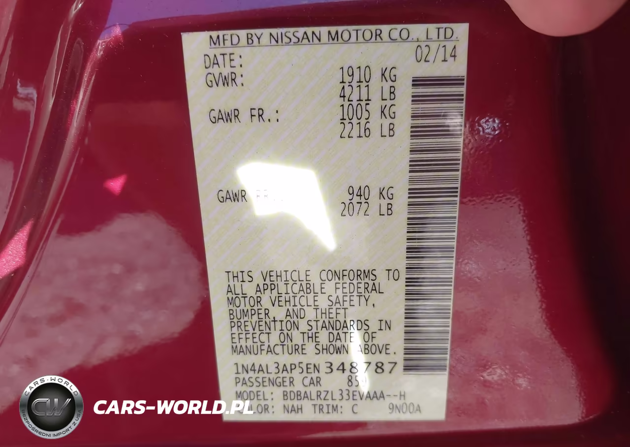 2014 Nissan Altima 2.5 S VIN:1N4AL3AP5EN348787 - 9