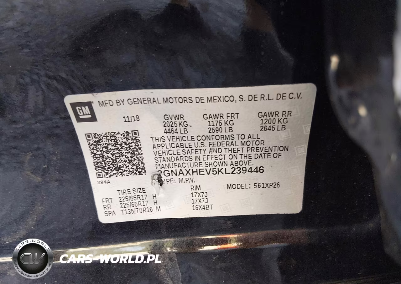 2019 Chevrolet Equinox Ls VIN:3GNAXHEV5KL239446 - 9