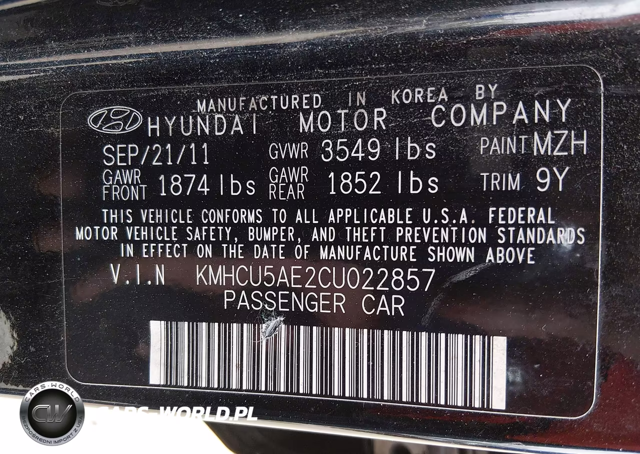 2012 Hyundai Accent Se VIN:KMHCU5AE2CU022857 - 9