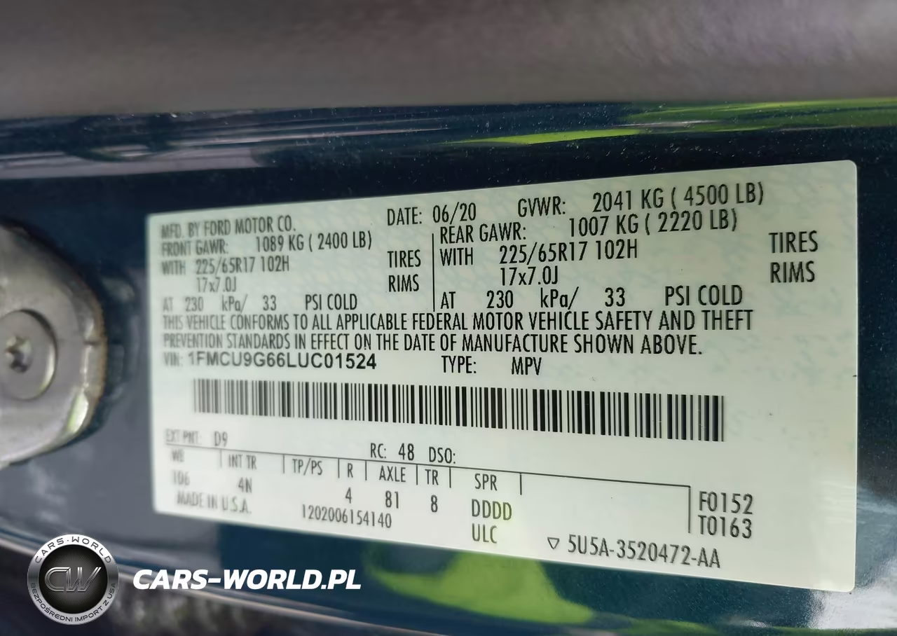 2020 Ford Escape Se VIN:1FMCU9G66LUC01524 - 9