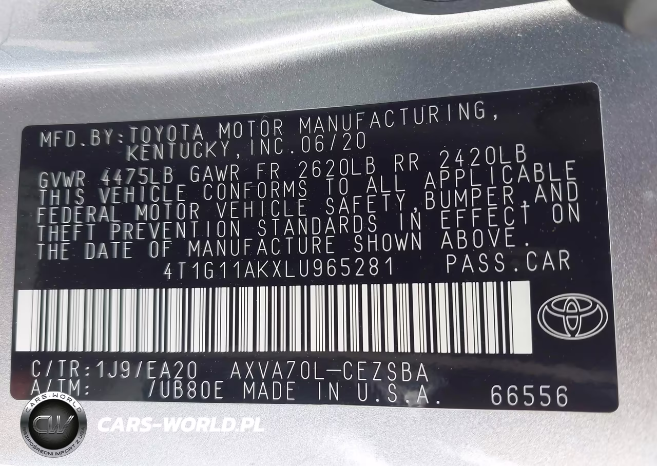 2020 Toyota Camry Se VIN:4T1G11AKXLU965281 - 9