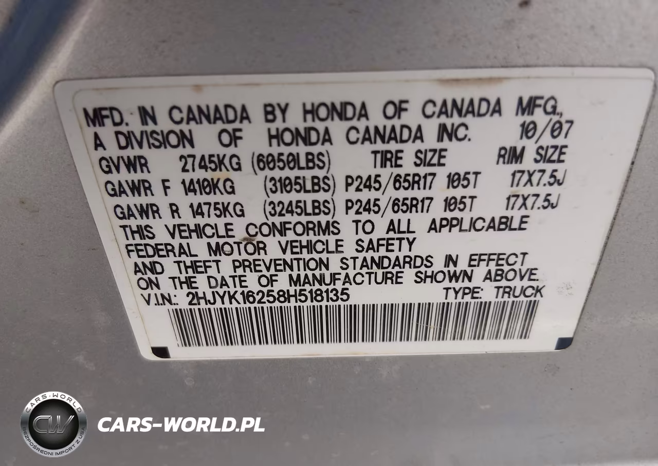 2008 Honda Ridgeline Rt VIN:2HJYK16258H518135 - 9
