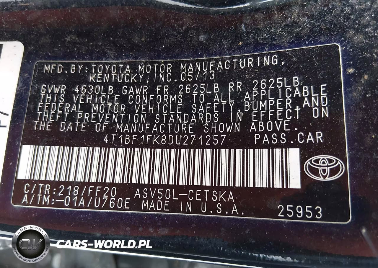 2013 Toyota Camry Se VIN:4T1BF1FK8DU271257 - 9