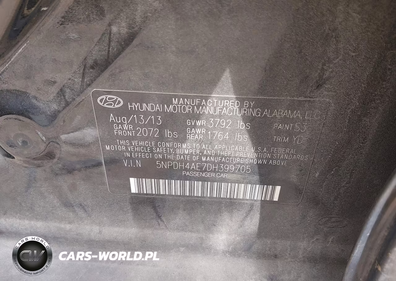 2013 Hyundai Elantra Gls VIN:5NPDH4AE7DH399705 - 9