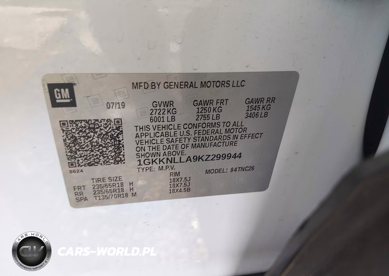 2019 GMC Acadia Sle-2 VIN:1GKKNLLA9KZ299944 - 9