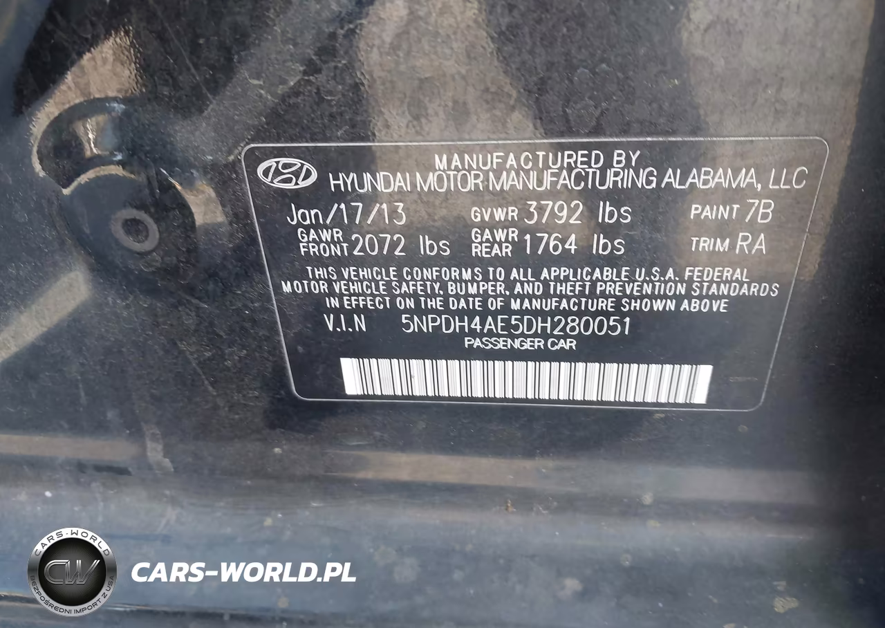 2013 Hyundai Elantra Gls VIN:5NPDH4AE5DH280051 - 9