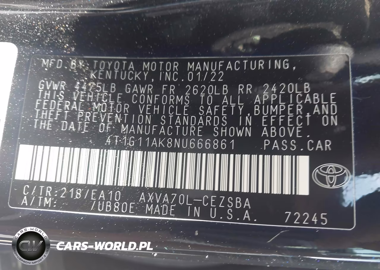 2022 Toyota Camry Se VIN:4T1G11AK8NU666861 - 9