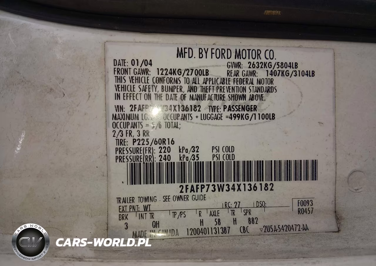 2004 Ford Crown Victoria Standard VIN:2FAFP73W34X136182 - 9