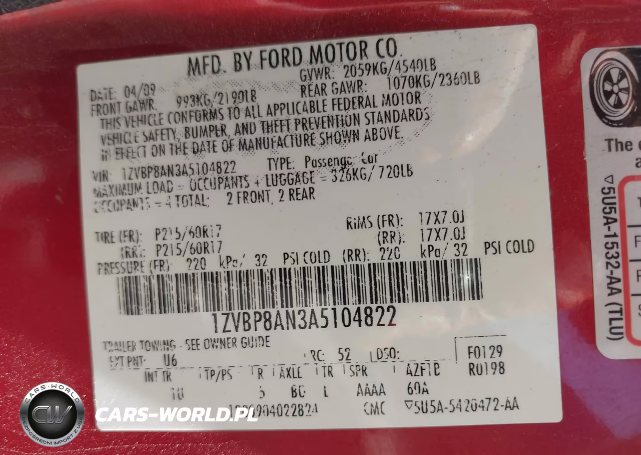 2010 Ford Mustang V6-V6 Premium VIN:1ZVBP8AN3A5104822 - 9