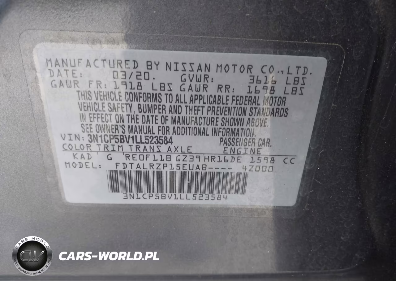 2020 Nissan Kicks S Xtronic Cvt VIN:3N1CP5BV1LL523584 - 9