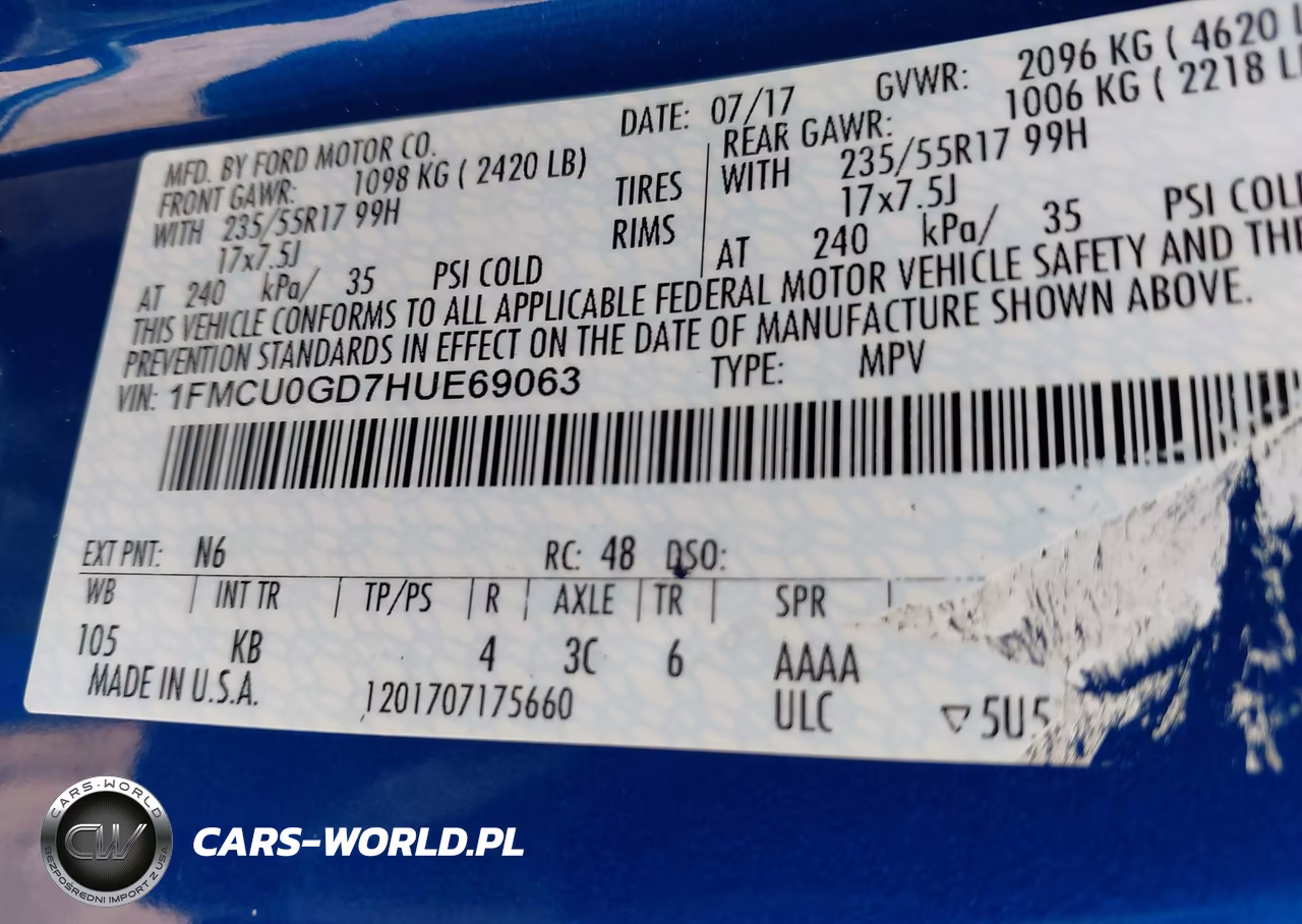 2017 Ford Escape Se VIN:1FMCU0GD7HUE69063 - 9