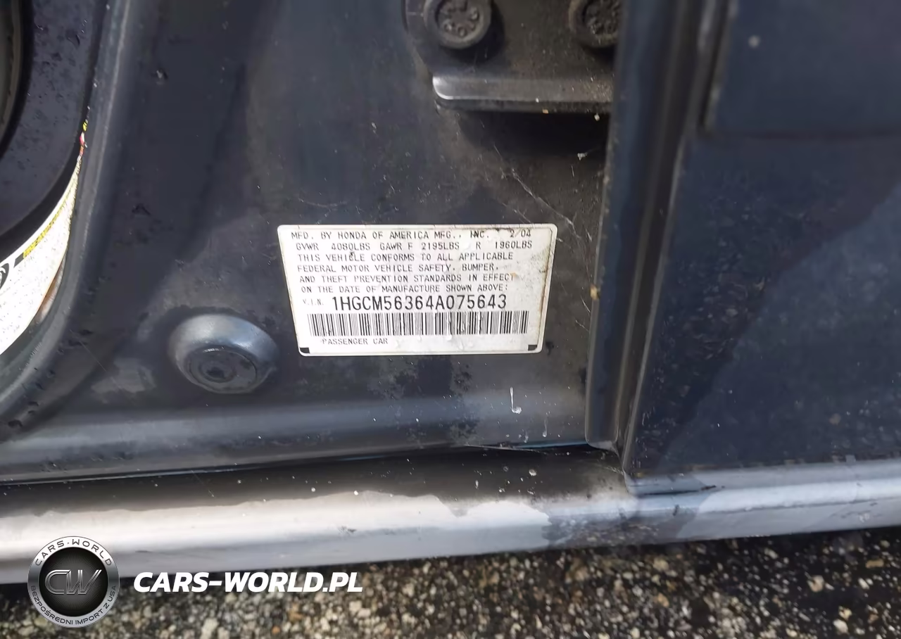 2004 Honda Accord 2.4 Lx VIN:1HGCM56364A075643 - 9