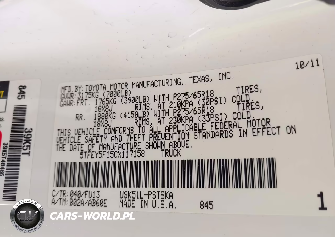 2012 Toyota Tundra Grade 5.7L V8 VIN:5TFEY5F15CX117158 - 9