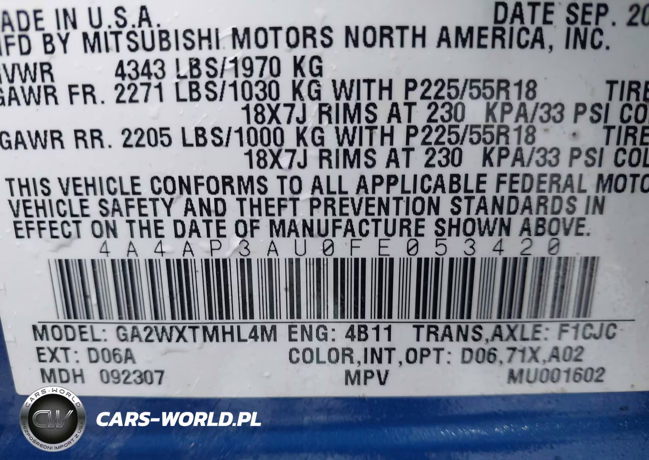 2015 Mitsubishi Outlander Sport Es VIN:4A4AP3AU0FE053420 - 9