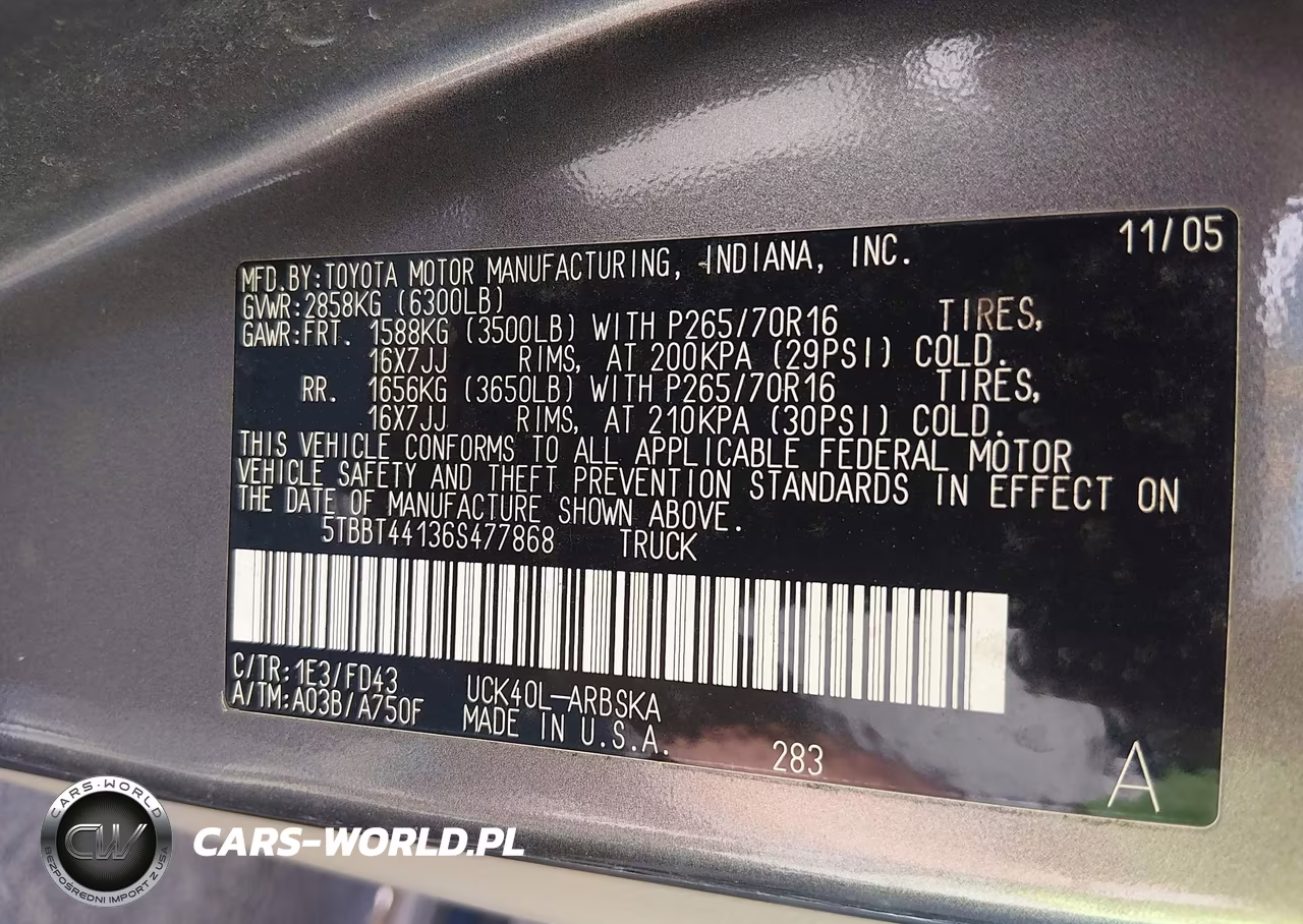 2006 Toyota Tundra Sr5 V8 VIN:5TBBT44136S477868 - 9