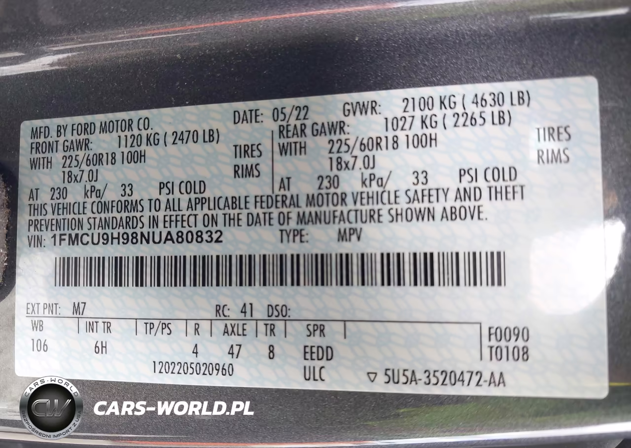 2022 Ford Escape Sel VIN:1FMCU9H98NUA80832 - 9