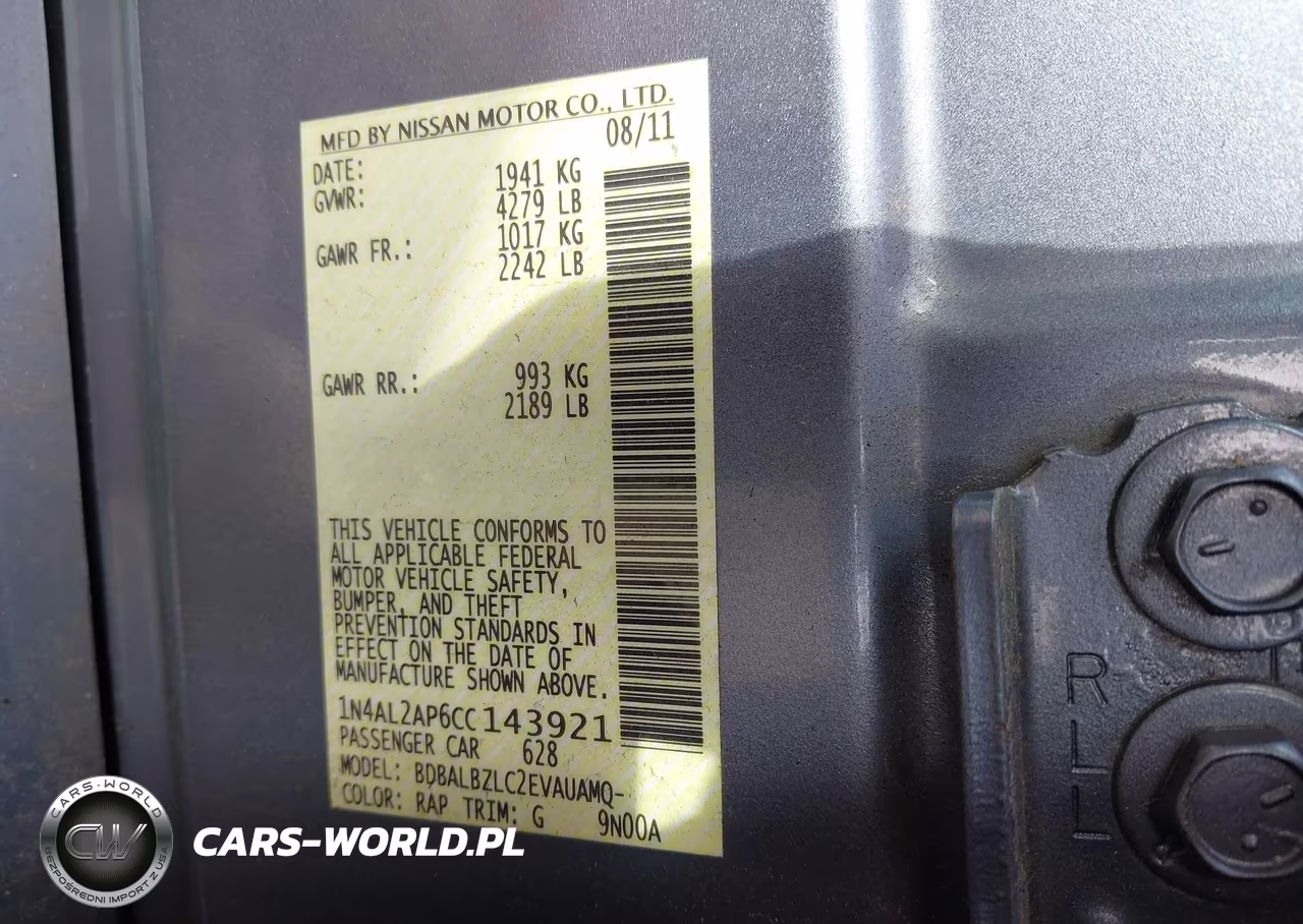 2012 Nissan Altima 2.5 S VIN:1N4AL2AP6CC143921 - 9