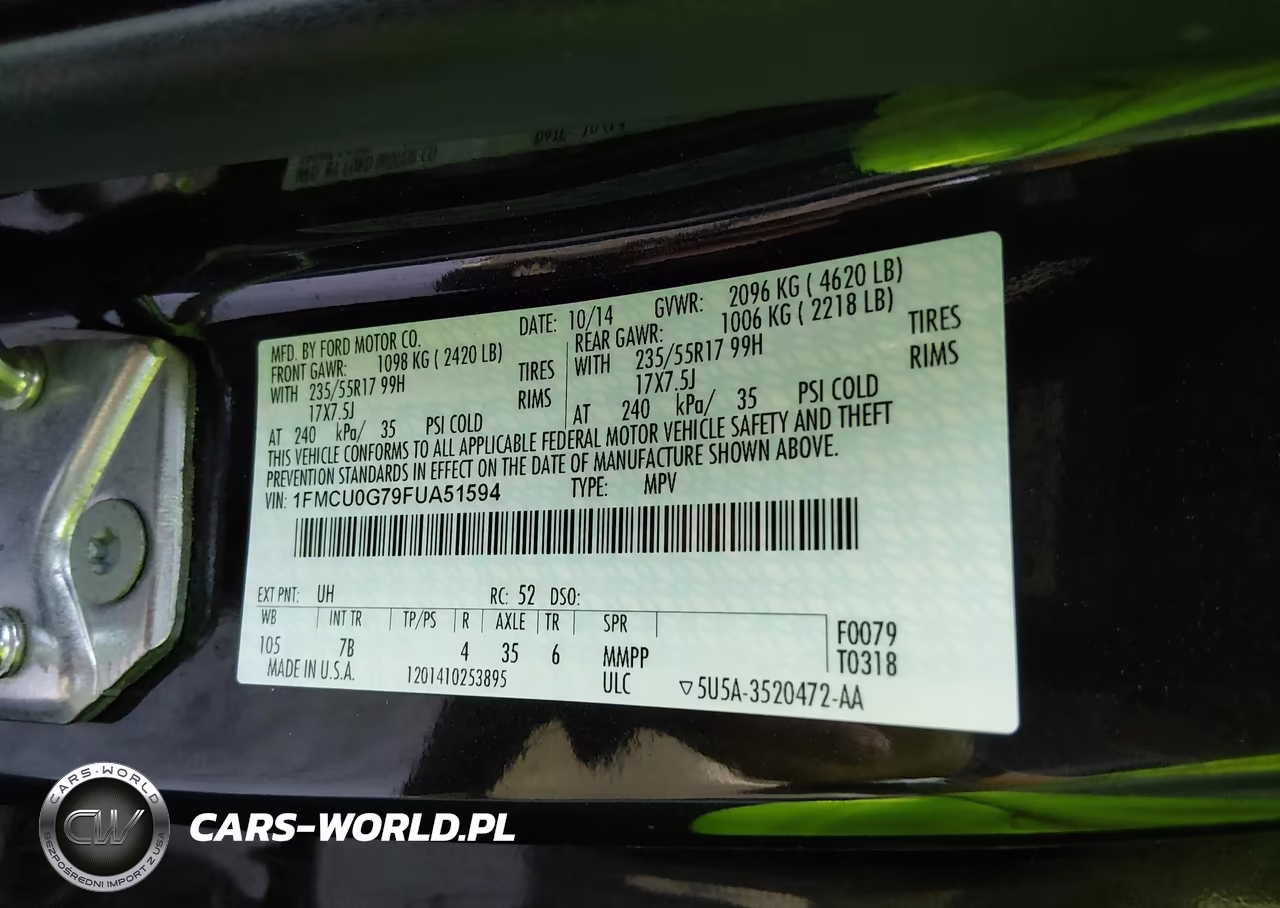 2015 Ford Escape Se VIN:1FMCU0G79FUA51594 - 9