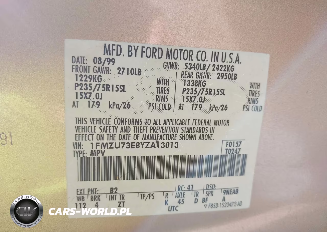 2000 Ford Explorer Xlt VIN:1FMZU73E8YZA13013 - 9