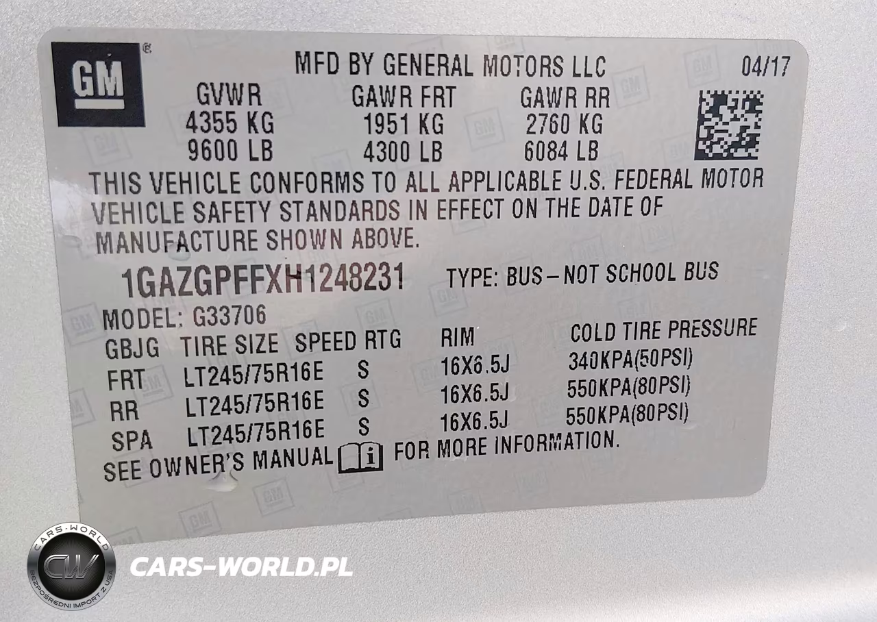 2017 Chevrolet Express 3500 Lt VIN:1GAZGPFFXH1248231 - 9