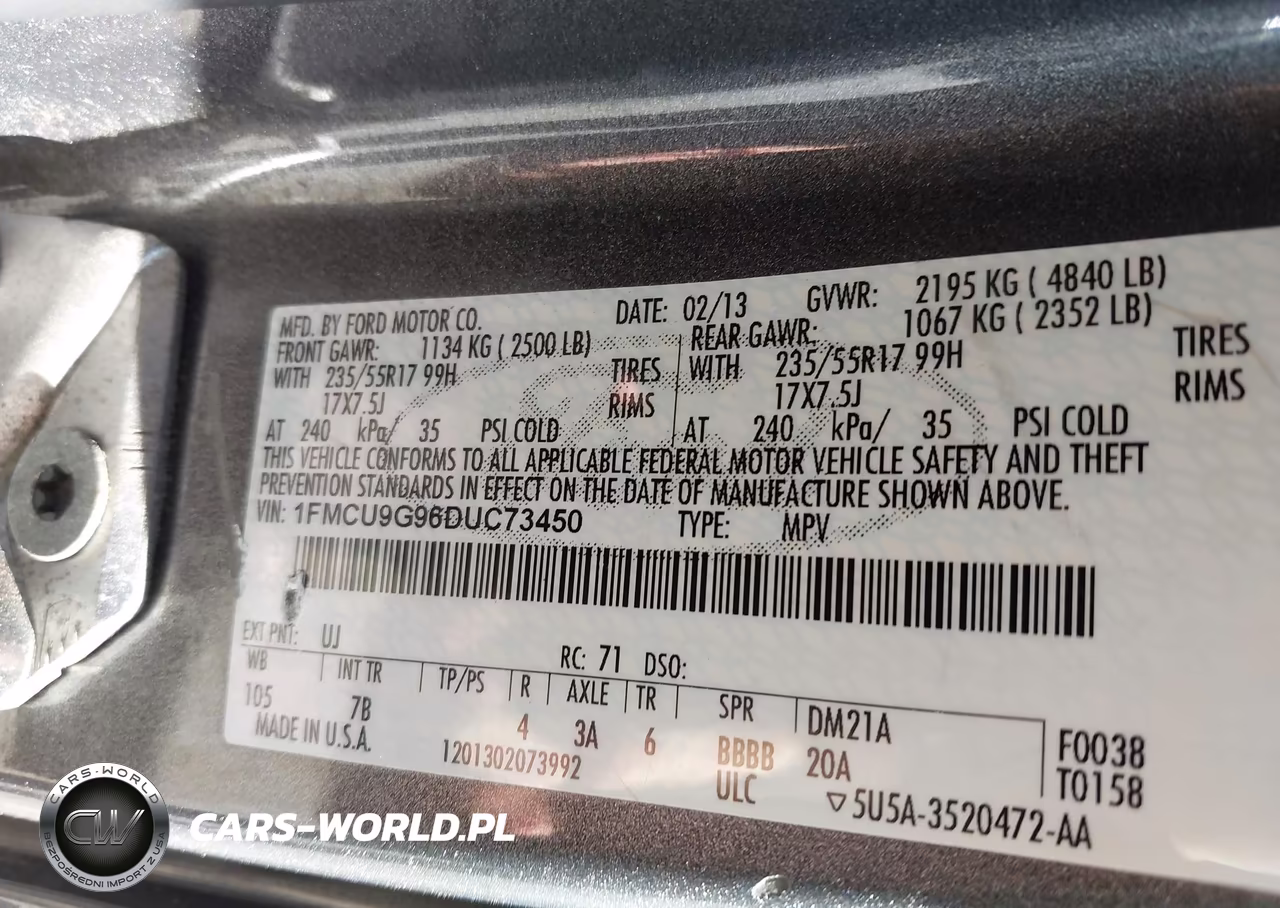 2013 Ford Escape Se VIN:1FMCU9G96DUC73450 - 9