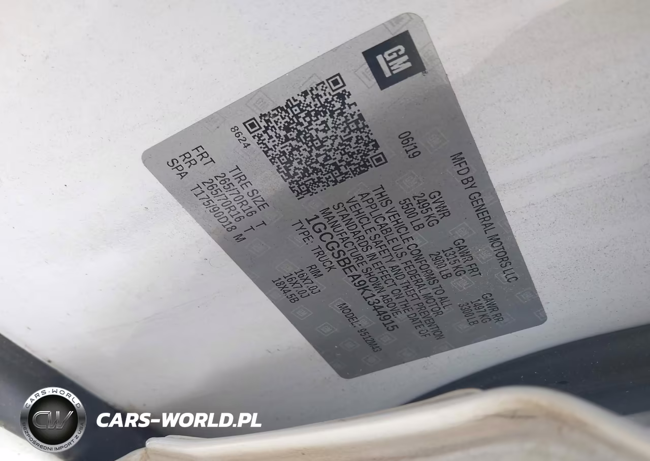 2019 Chevrolet Colorado Wt VIN:1GCGSBEA9K1344915 - 9