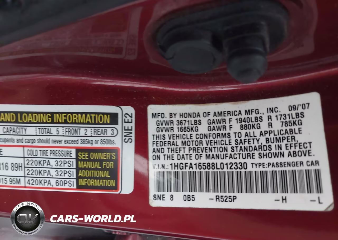 2008 Honda Civic Lx VIN:1HGFA16588L012330 - 9