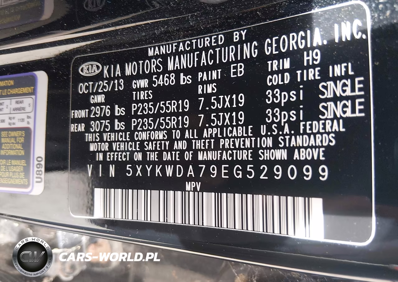 2014 Kia Sorento Sx V6 VIN:5XYKWDA79EG529099 - 9
