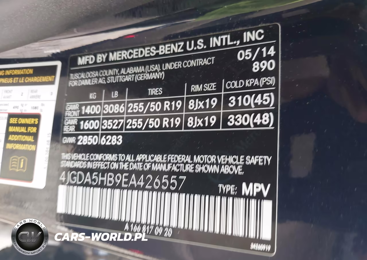 2014 Mercedes-Benz Ml 350 4Matic VIN:4JGDA5HB9EA426557 - 9