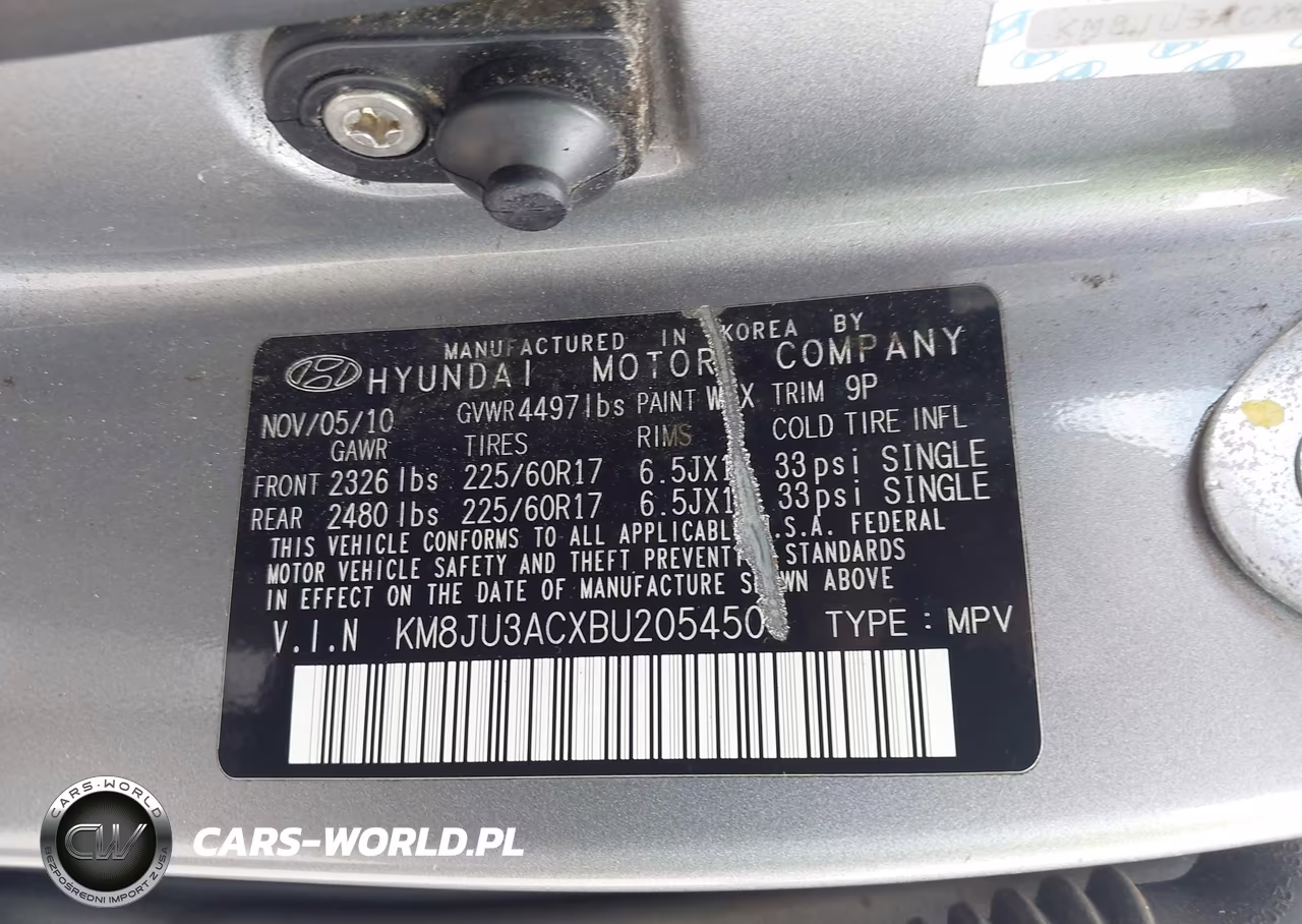 2011 Hyundai Tucson Gls VIN:KM8JU3ACXBU205450 - 9