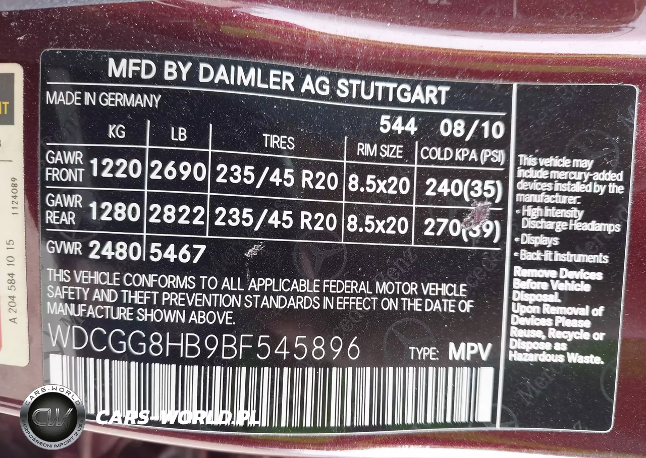 2011 Mercedes-Benz Glk 350 4Matic VIN:WDCGG8HB9BF545896 - 9