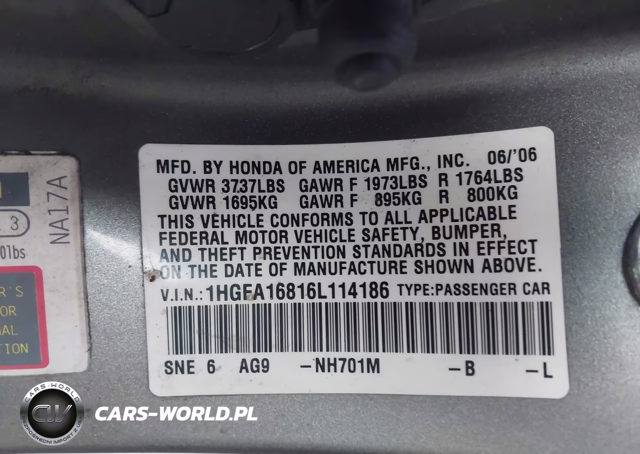 2006 Honda Civic Ex VIN:1HGFA16816L114186 - 9