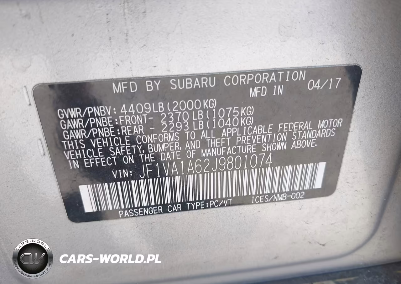 2018 Subaru Wrx VIN:JF1VA1A62J9801074 - 9