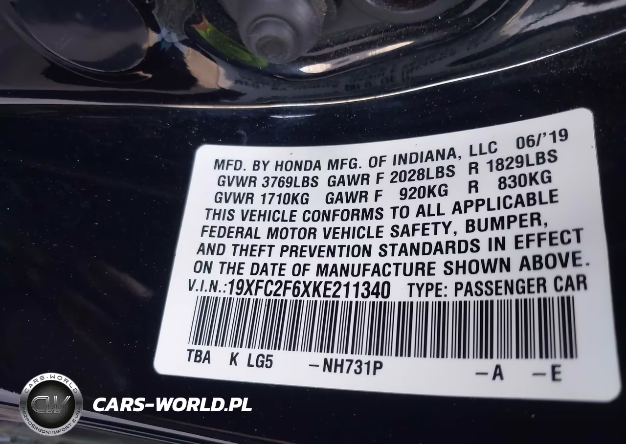 2019 Honda Civic Lx VIN:19XFC2F6XKE211340 - 9