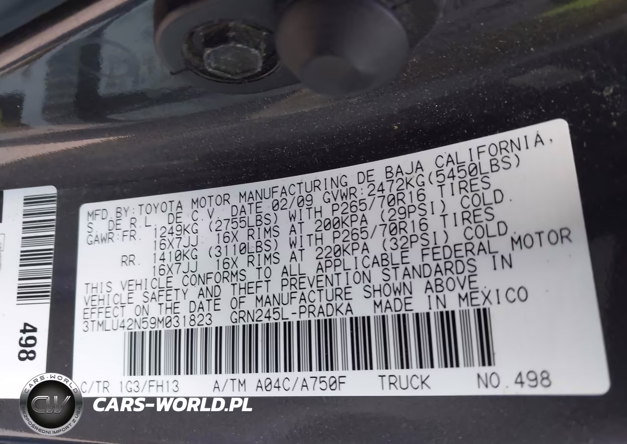 2009 Toyota Tacoma Base V6 VIN:3TMLU42N59M031823 - 9