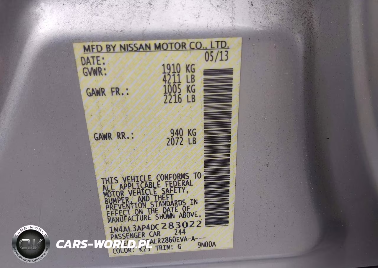 2013 Nissan Altima 2.5 S VIN:1N4AL3AP4DC283022 - 9