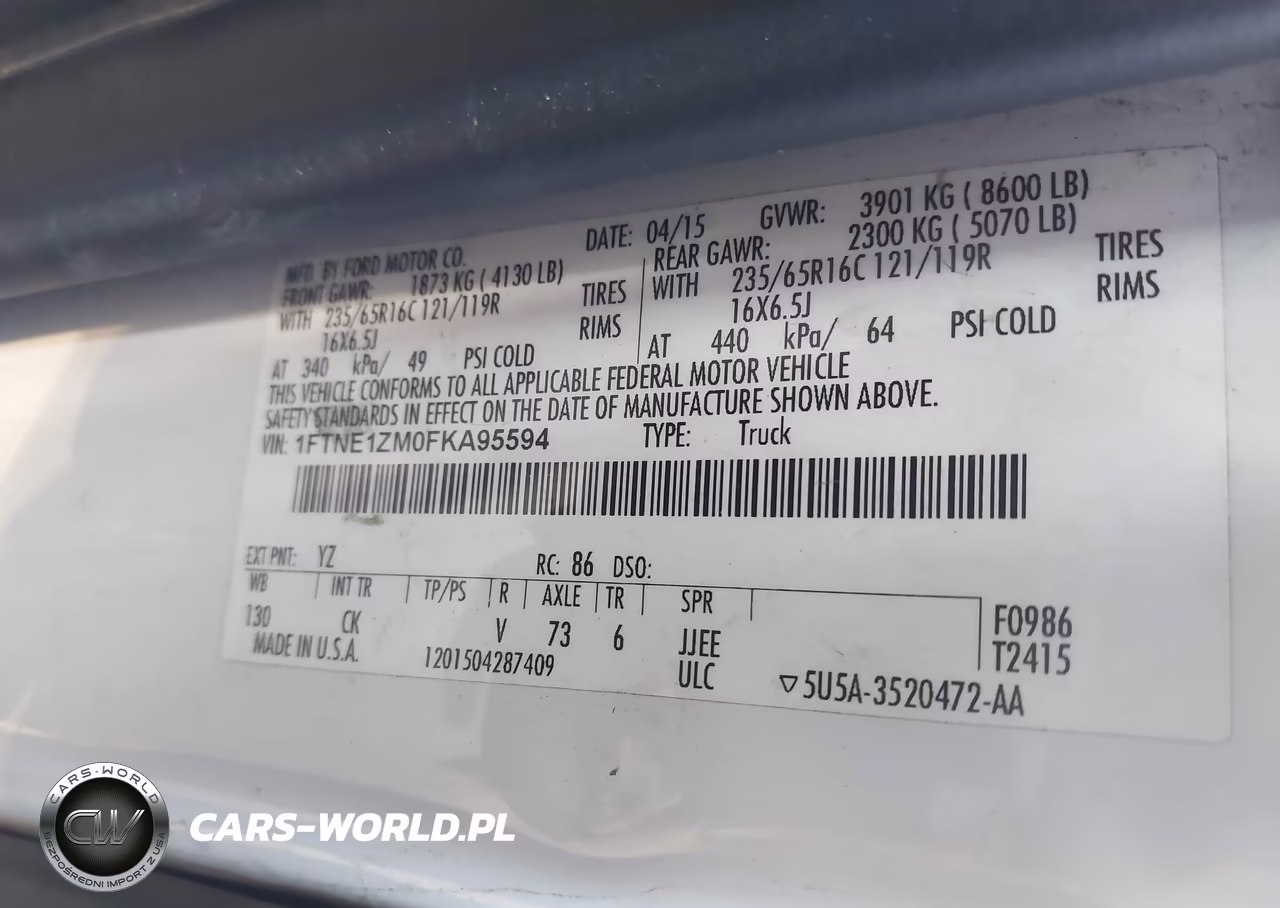 2015 Ford Transit-150 VIN:1FTNE1ZM0FKA95594 - 9