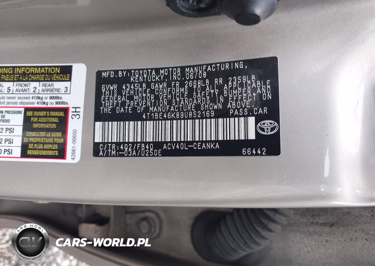 2009 Toyota Camry VIN:4T1BE46K89U852169 - 9