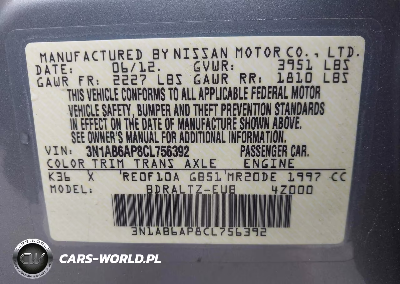 2012 Nissan Sentra 2.0 S VIN:3N1AB6AP8CL756392 - 9