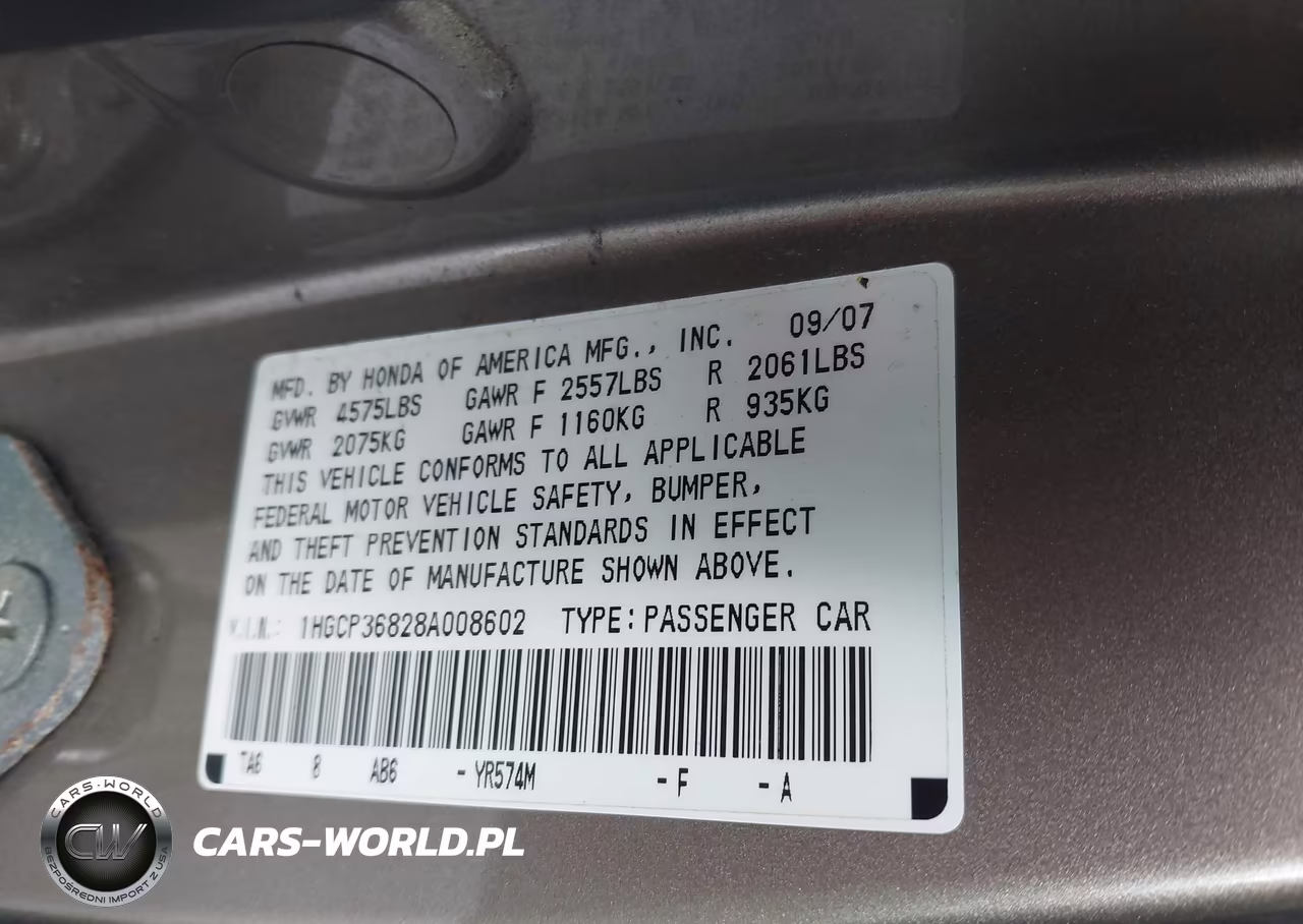 2008 Honda Accord 3.5 Ex-L VIN:1HGCP36828A008602 - 9