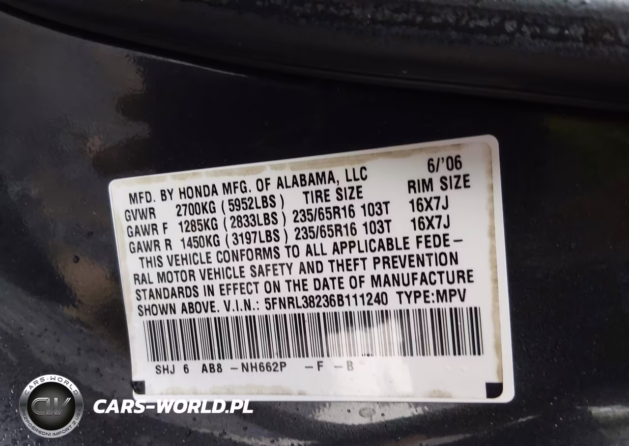 2006 Honda Odyssey Lx VIN:5FNRL38236B111240 - 9