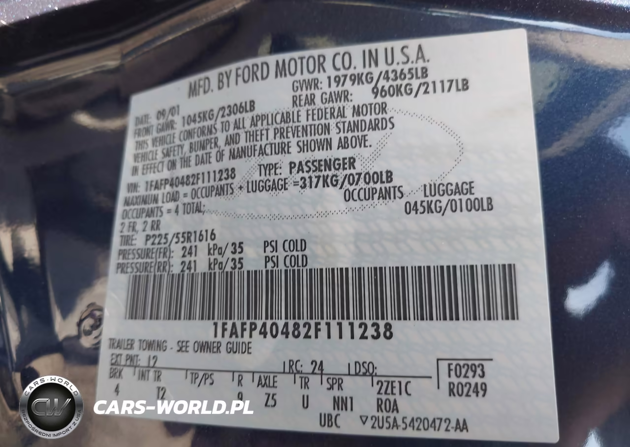 2002 Ford Mustang VIN:1FAFP40482F111238 - 9