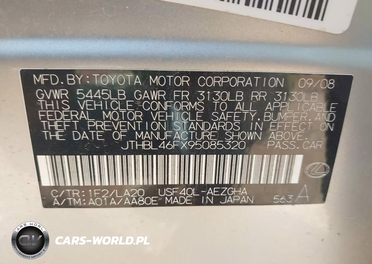 2009 Lexus Ls 460 VIN:JTHBL46FX95085320 - 9