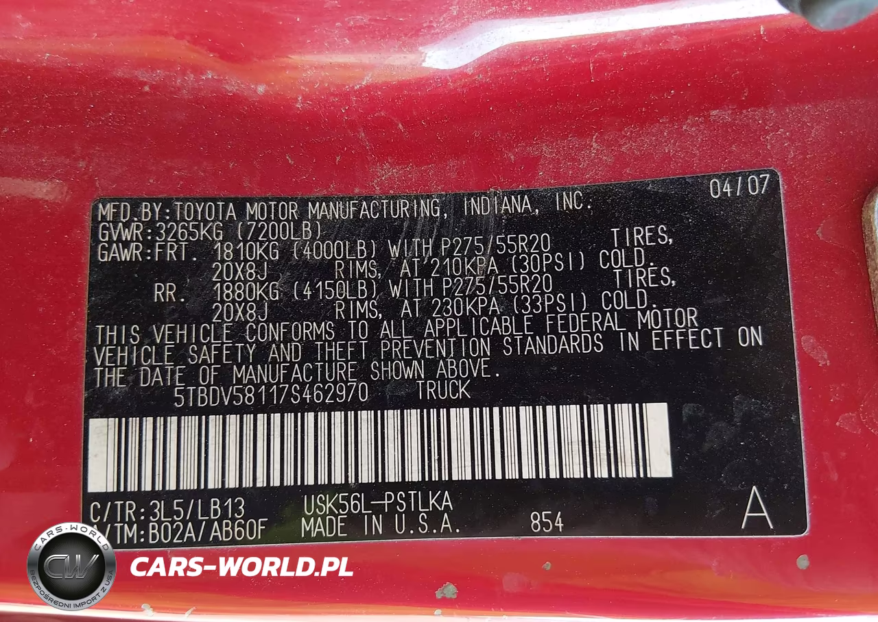 2007 Toyota Tundra Limited 5.7L V8 VIN:5TBDV58117S462970 - 9