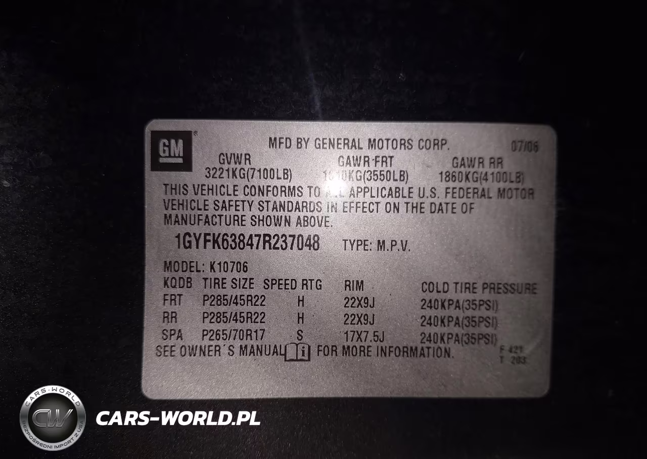 2007 Cadillac Escalade Standard VIN:1GYFK63847R237048 - 9
