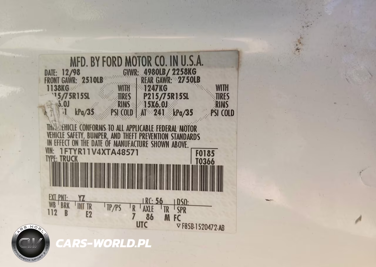 1999 Ford Ranger Xl-Xlt VIN:1FTYR11V4XTA48571 - 9