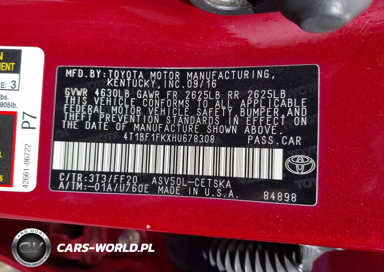 2017 Toyota Camry Se VIN:4T1BF1FKXHU678308 - 9